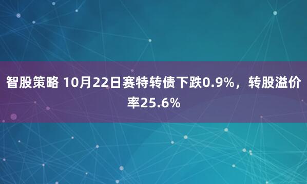 智股策略 10月22日赛特转债下跌0.9%,转股溢价率25.6%