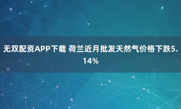 无双配资APP下载 荷兰近月批发天然气价格下跌5.14%