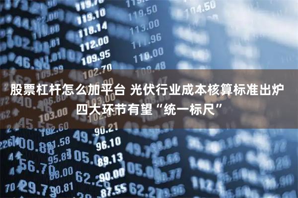 股票杠杆怎么加平台 光伏行业成本核算标准出炉 四大环节有望“统一标尺”